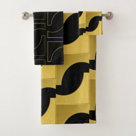 Moda Geométrica Patrón De Lomo Dorado Sobre Negro