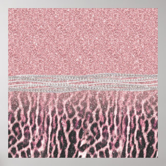 Moda Girly Pink Leopard Purpurina de impresión ani