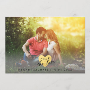 Moda Gold Heart Guardar la tarjeta fotográfica de 