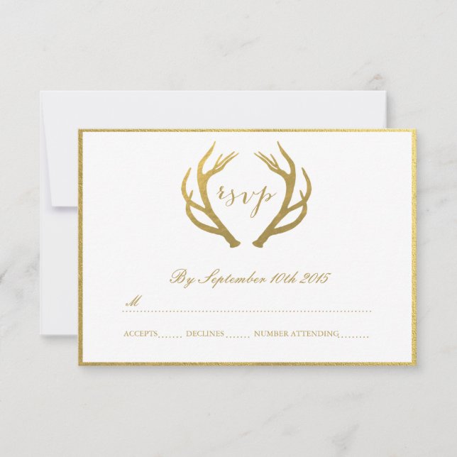 MODA GOLD | TARJETAS RUSTIC ANTLERS RSVP (Anverso)