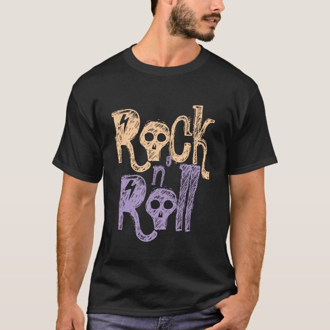 Moda gótica y rollo negro camiseta hombres de dise (Anverso)