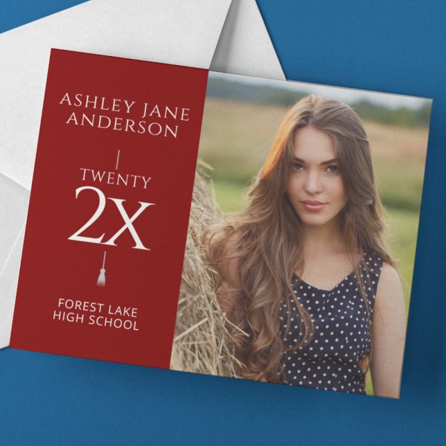 Moda Graduación Crimson Invitación de fotografía r (Subido por el creador)