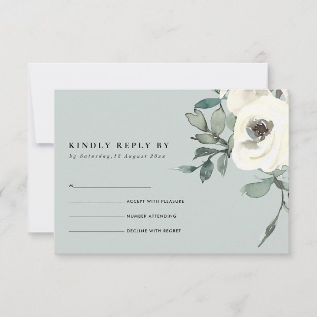 MODA GRAY IVORY BLANCO FLORALWATERCOLOR BUNCH RSVP (Anverso)