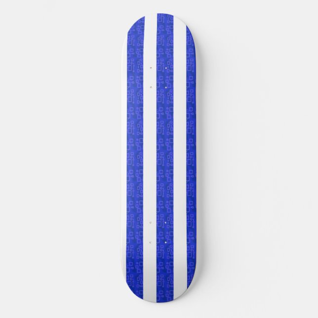 Moda Guay Blue Geometric Stripes Skateboard (Anverso)