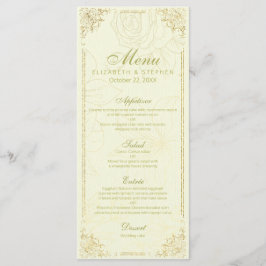 Moda Guión dorado Elegante Menú Boda de marco flor