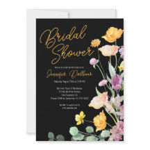 Moda Guión Flor Marrón Invitación a ducha de novia