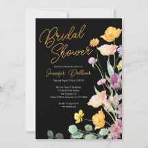 Moda Guión Flor Marrón Invitación a ducha de novia