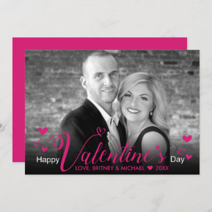 Moda Guión rosa Corazones blanco negro moderno fot