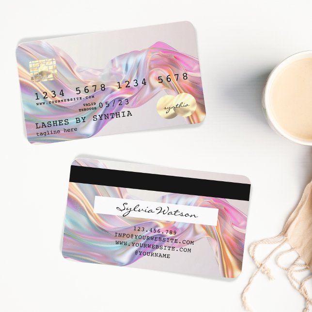 Moda holográfica Estilo moderno de tarjeta de créd (abstract unicorn rainbow credit card)