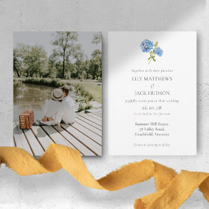 Moda Hydrangea Invitación a matrimonio con fotogra