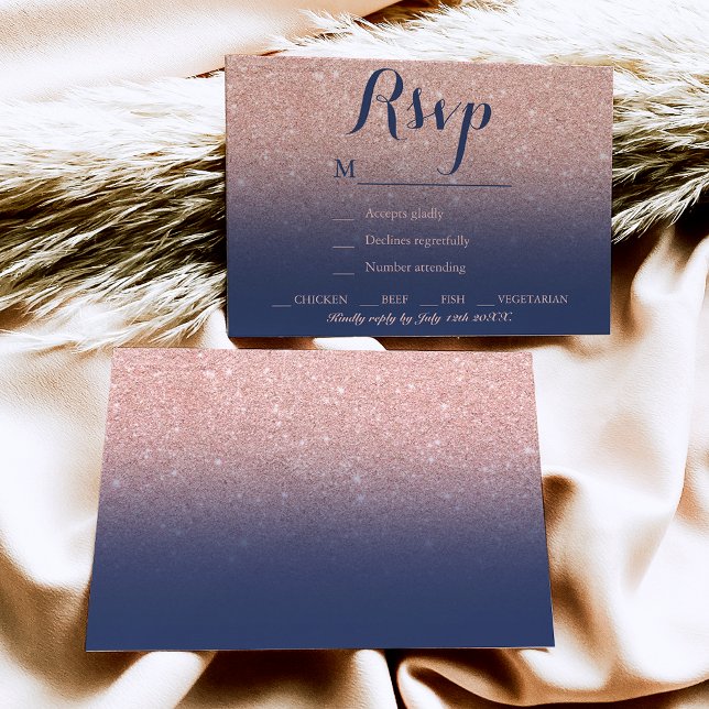 Moda imitación rosa purpurina oro azul marino RSVP (Subido por el creador)
