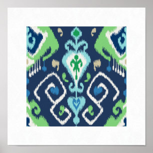 moda impresión tribal de diseño de ikat verde azul