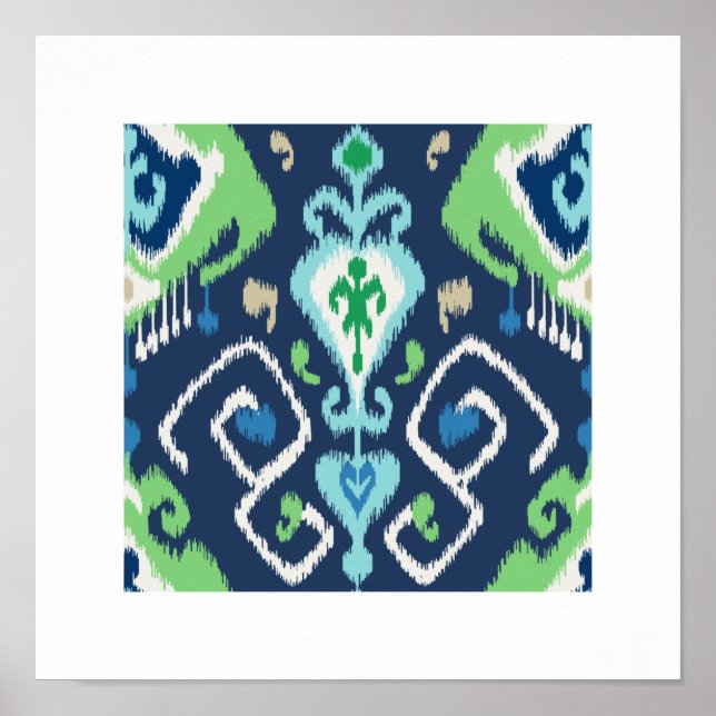 moda impresión tribal de diseño de ikat verde azul (Frente)