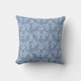 Moda Índigo Azul Étnico Floral Imprimir almohada