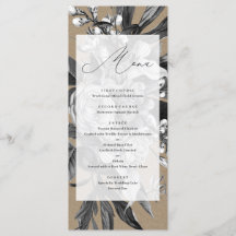 Moda industrial Rústico Kraft Boda floral Menú