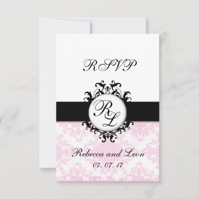 Moda Iniciales Tarjeta RSVP de matrimonio de damas (Anverso)