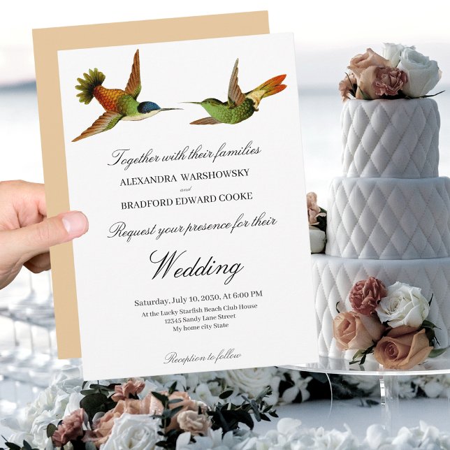 Moda Invitación a la boda de Hummingbird Bush Rosa (Subido por el creador)
