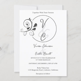 Moda Invitación a la boda floral simple