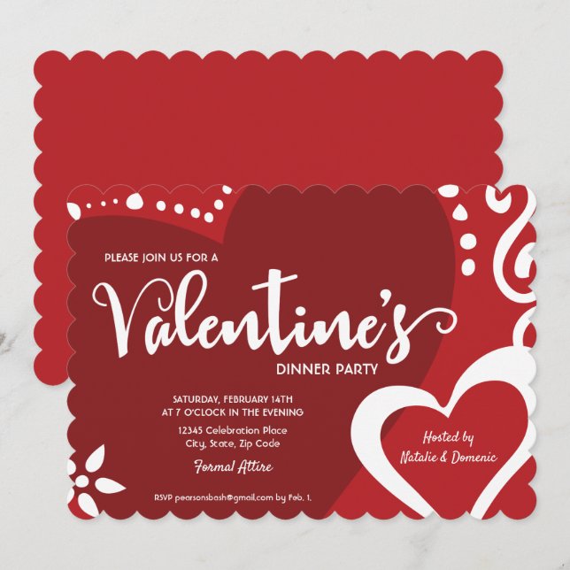 Moda Invitación a la cena de Red Valentine (Anverso / Reverso)