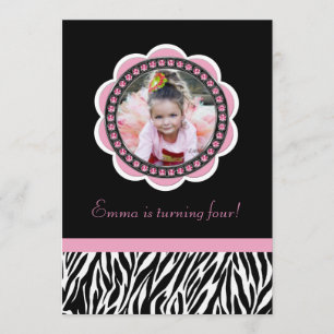 Moda Invitación de cumpleaños Zebra
