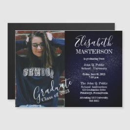 Moda Invitación de graduación de foto azul oscuro