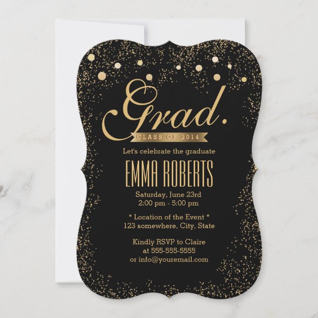 Moda Invitación de Graduación de puntos de confett (Anverso)
