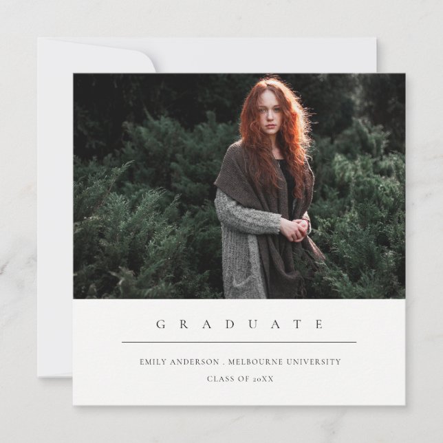 MODA INVITACIÓN DE GRADUACIÓN MÍNIMA LIMPIA DE FOT (Anverso)