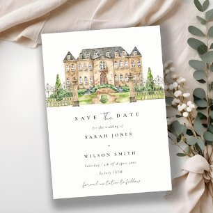 Moda Jardín Chateau Watercolor Guardar La Tarjeta 