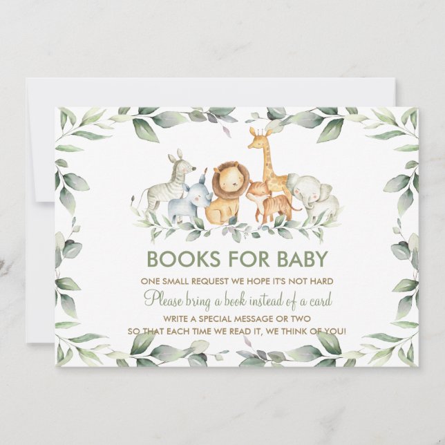 Moda Jungle Animals Greenery Books para la tarjeta (Anverso)