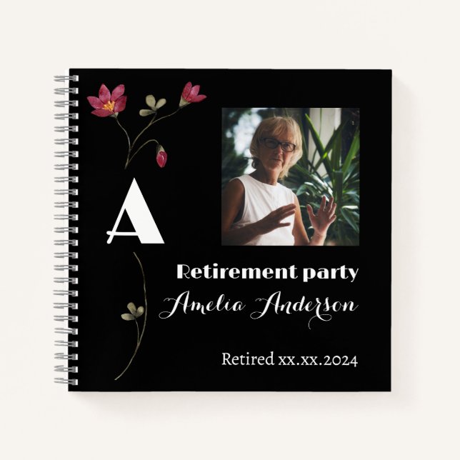 Moda libro de invitado negro de retiro de foto de  (Anverso)