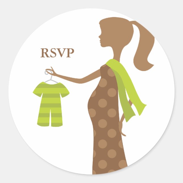 Moda Mamá Para Ser Pegatinas De Baby Shower (Anverso)