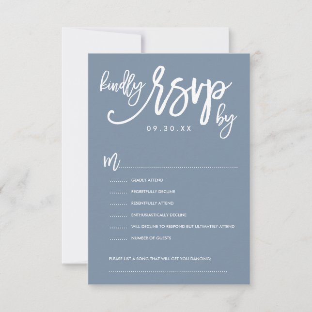 Moda Mano Letter Wedding RSVP Dusty Blue (Anverso)