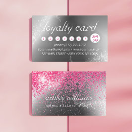 Moda maquillaje rosa brillante y tarjeta de fideli