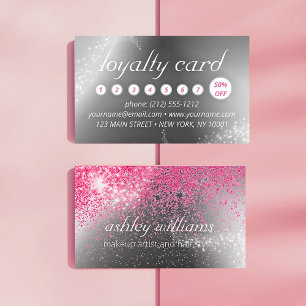 Moda maquillaje rosa brillante y tarjeta de fideli