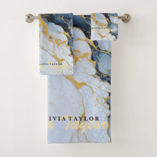 Moda Marble Oro Gris Marina Azul Agate toalla de b