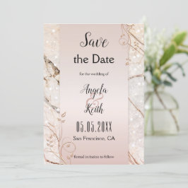Moda Marble Rosa Gold Floral Guardar la tarjeta de