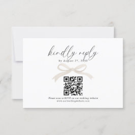Moda Marfil Beige Cinta Bow Código QR Boda Rsvp