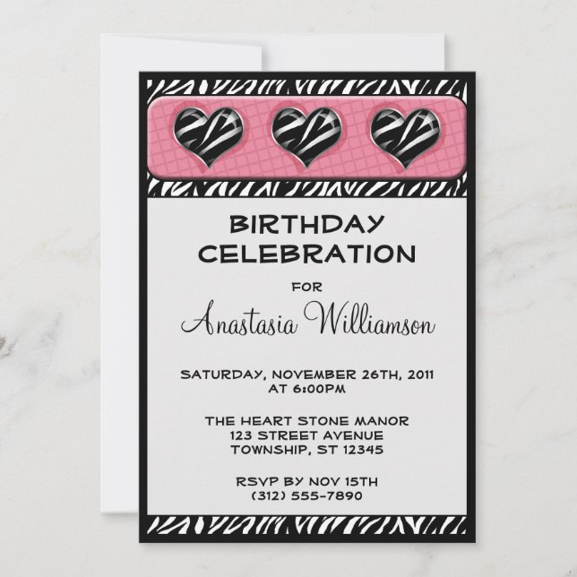 Moda Mi invitación de cumpleaños rosa para la impr (Anverso)