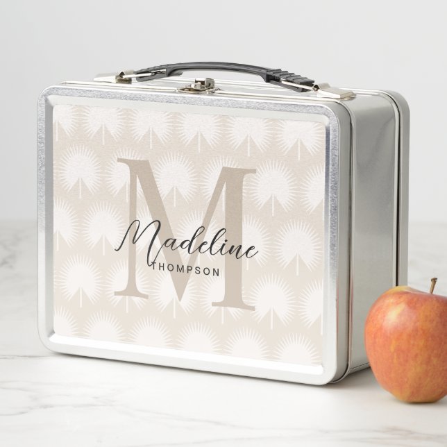Moda minimalista Beige Anahaw Leaf Script Monogram (In situ)