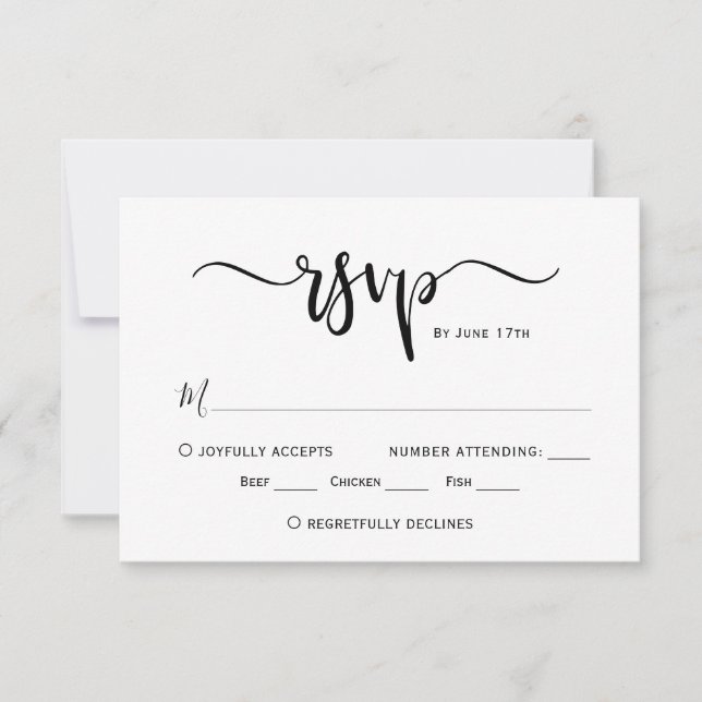 Moda minimalista caligrafía Script Wedding RSVP (Anverso)