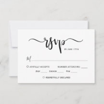 Moda minimalista caligrafía Script Wedding RSVP