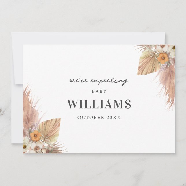 Moda minimalista de Boho Invitación de embarazo (Anverso)