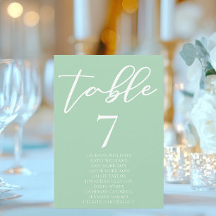 Moda Mint Green Boda blanco tarjeta de tabla con n