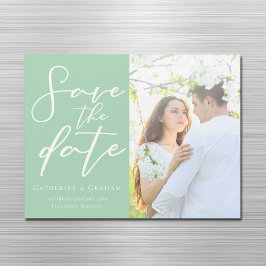 Moda Mint Green Photo Save the Date Magnet Card