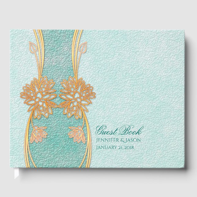 Moda Mint Libro de invitados Boda Verde y Oro (Anverso)