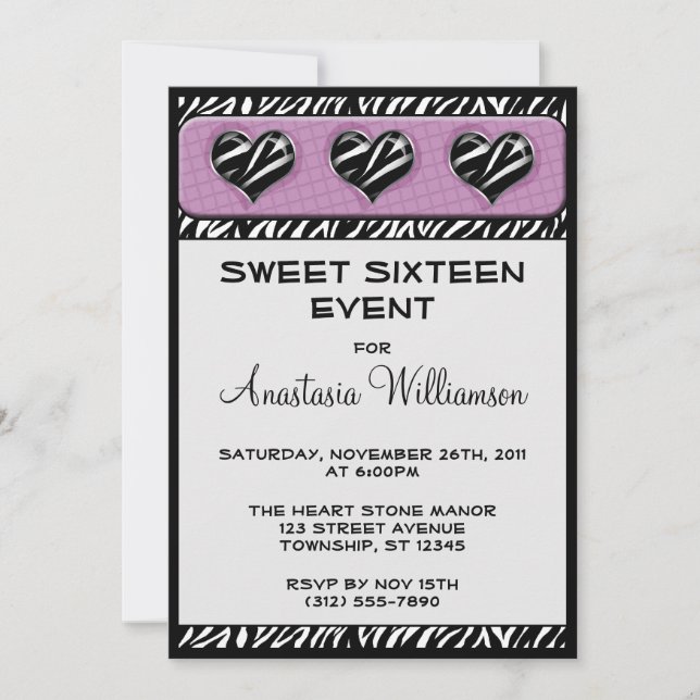 Moda Mis invitaciones de cumpleaños púrpura para l (Anverso)