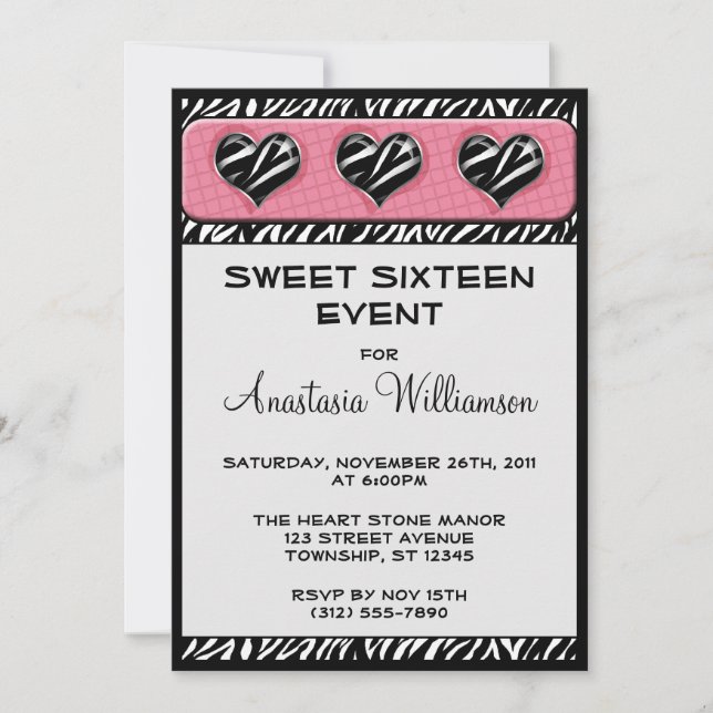 Moda Mis invitaciones de cumpleaños rosados para l (Anverso)