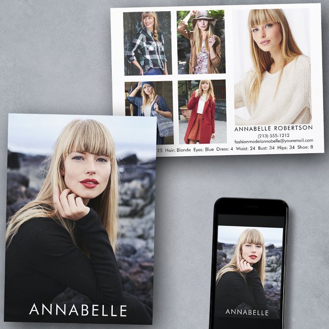 Moda Modelación 6 Fotos Modelo moderno Tarjeta Com (Customize to change background color, text size or text style. Available for prints and download.)