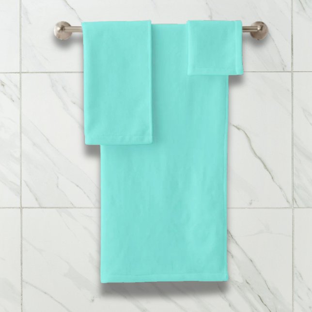 moda moderada monograma minimalista turquesa agua  (moder chic minimalist monogram turquoise aqua blue bath towel set)