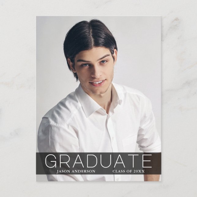 Moda moderna 1 Invitación de foto graduada (Anverso)